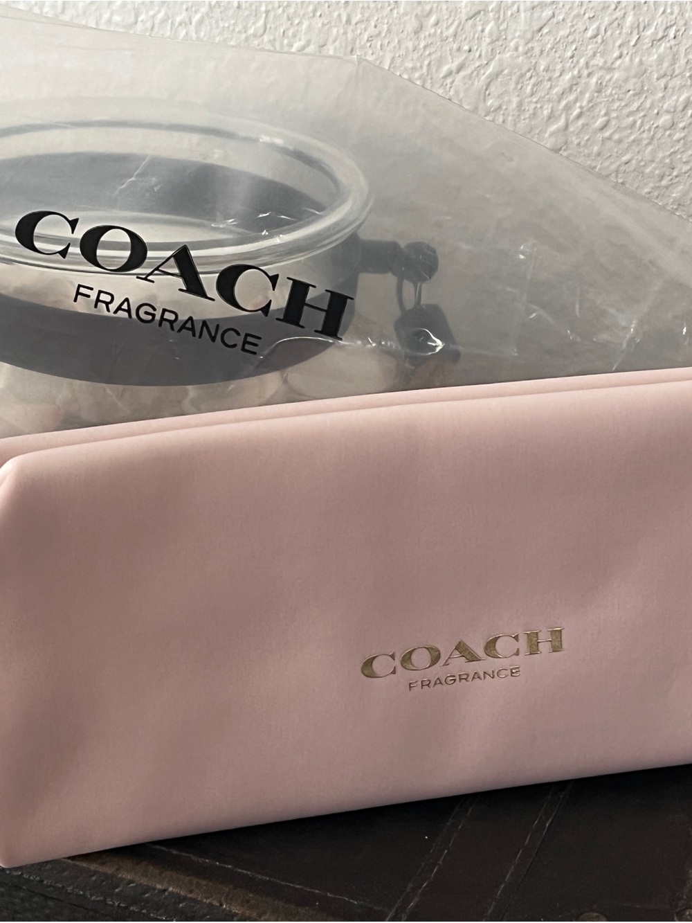 Coach Pink Cosmetic Pouch with Gold Logo